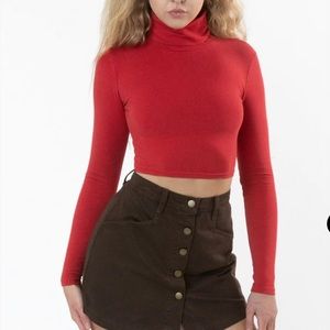 CROPPED COTTON SPANDEX GARMENT DYE TURTLENECK